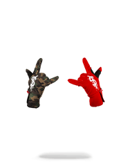 LEFT RED / RIGHT CAMO MONEY DRIPS GLOVES