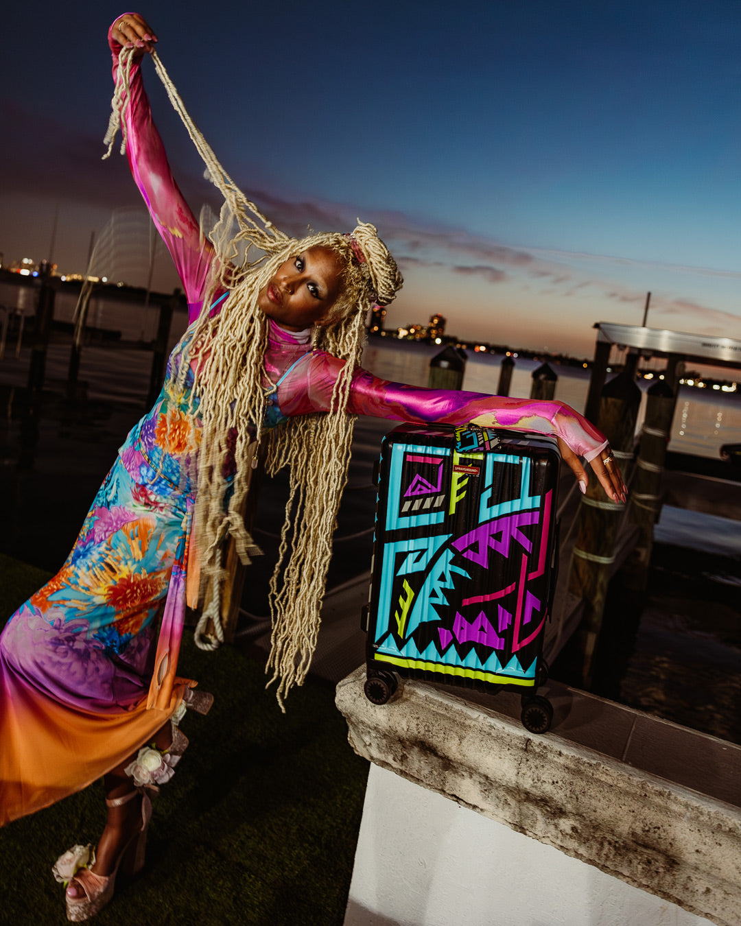 A.I. PATH TO THE FUTURE III HARDSHELL CARRY-ON LUGGAGE - SANDFLOWER COLLAB