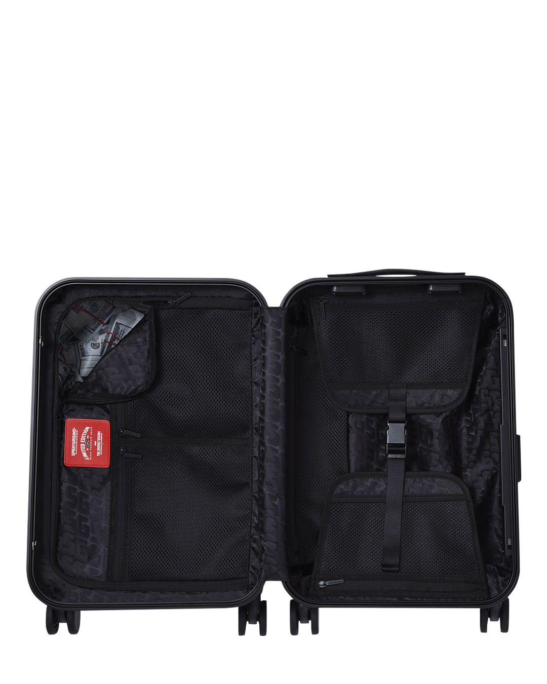 REALITY CHECK SHARKITECTURE CARRY-ON JETBLACK LUGGAGE (GOLD HARDWARE)