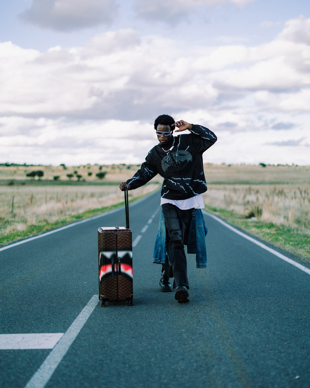 SHARKS IN PARIS BLUR EFFECT FULL SIZE LUGGAGE