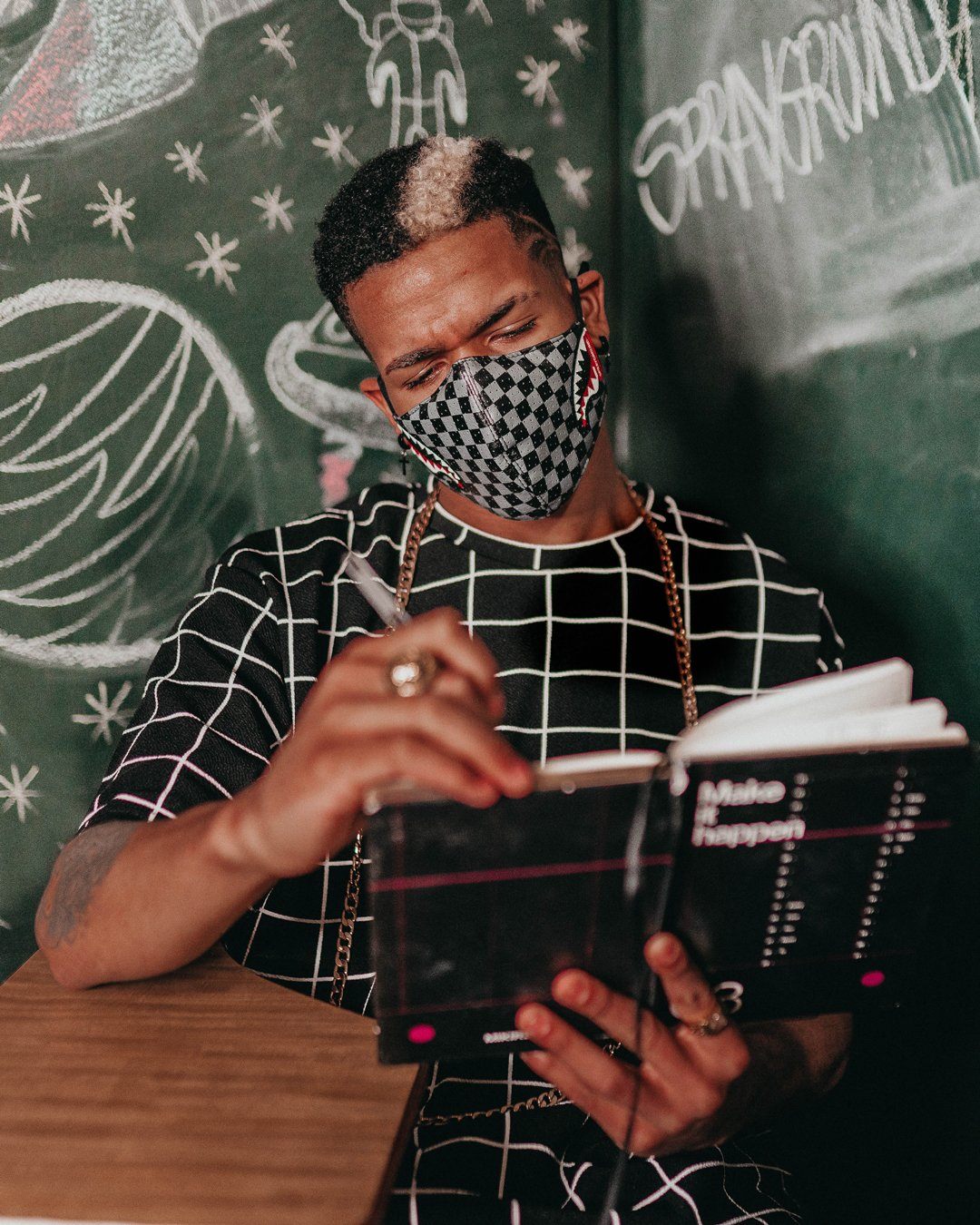 SHARKS IN PARIS (GRAY) VEGAN LEATHER FACE MASK