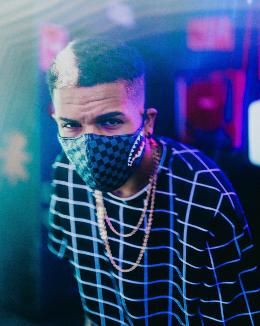 SHARKS IN PARIS (GRAY) VEGAN LEATHER FACE MASK