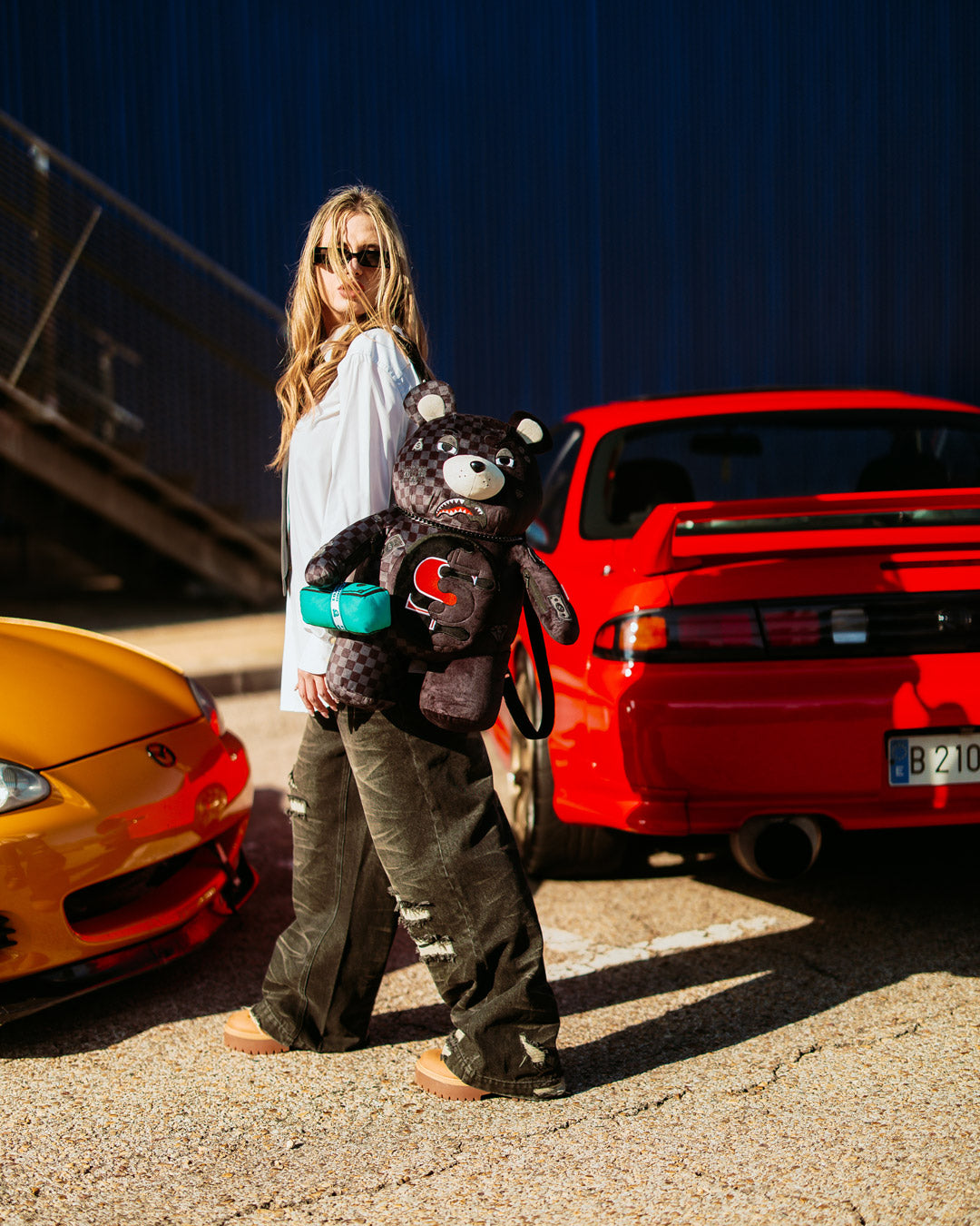 SPEED SHARK SIDE SWIPE MONEYBEAR TEDDY BEAR BACKPACK